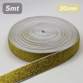 5 Meters Waistband Elastic Lurex gold 20mm - ACCESSOIRES LEDUC BV